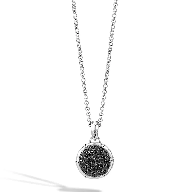 John Hardy Bamboo Small Round Pendant with Black Sapphire