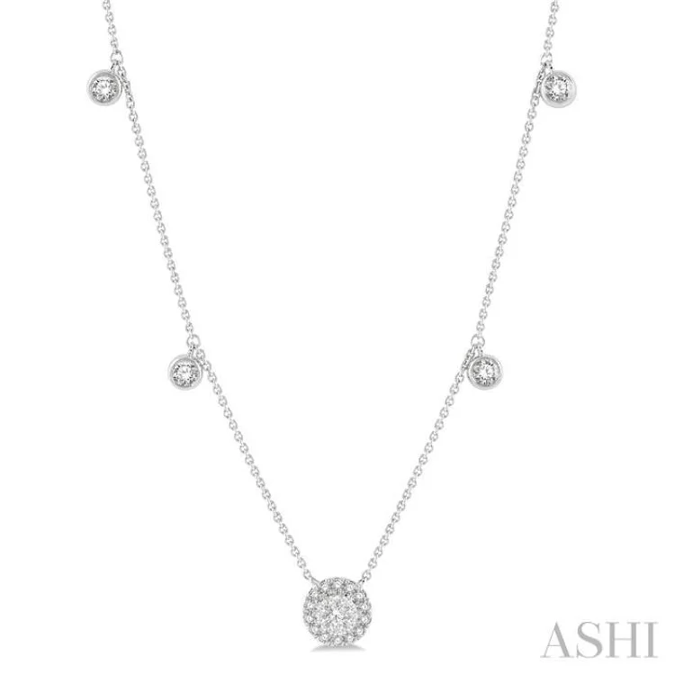 1/3 ctw Circular Lovebright Round Cut Diamond Necklace in 14K White Gold