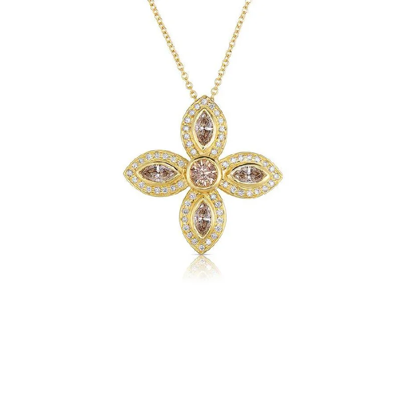 Sabel Collection 14K Yellow Gold Marquise and Round Mocha Diamond Pendant