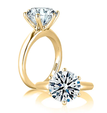 A. JAFFE Round Center Solitaire Diamond Engagement Ring Setting in 14K Yellow Gold