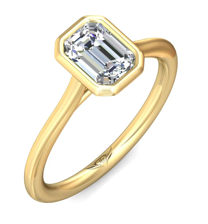 Bremer Jewelry Emerald Center Solitaire Diamond Engagement Ring Setting in 14K Yellow Gold