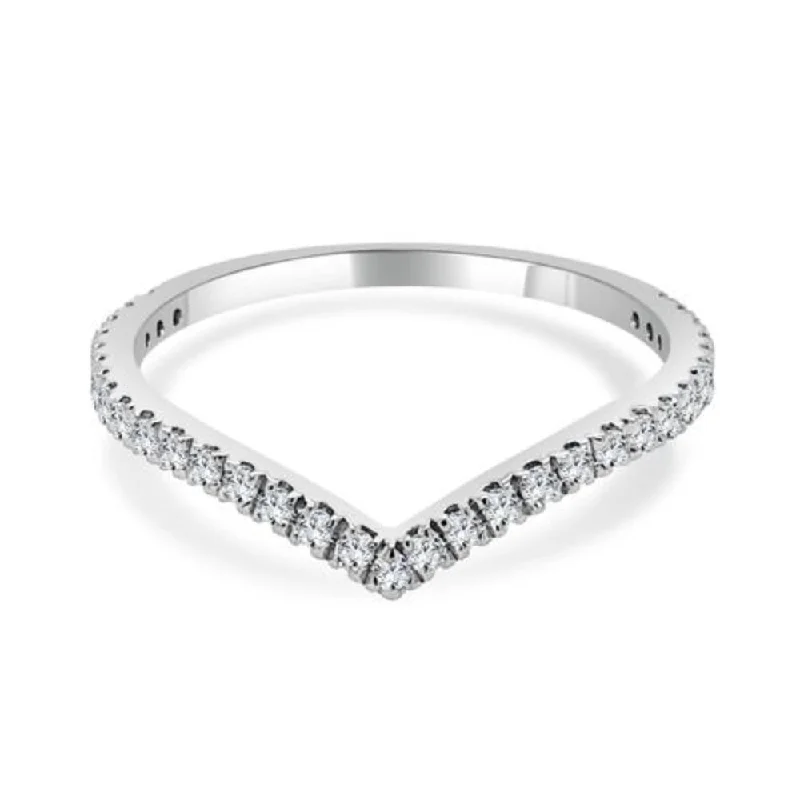 14k Round Diamond Contour Wedding Band