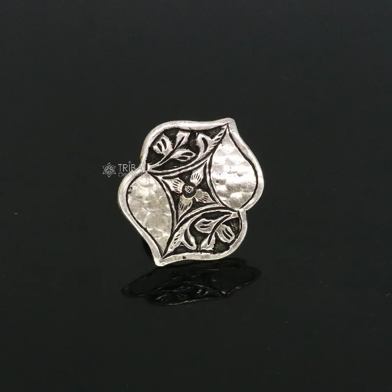 Exclusive Indian Classical cultural flower design 925 sterling silver adjustable ring, best tribal ethnic jewelry Navratri jewelry sr391