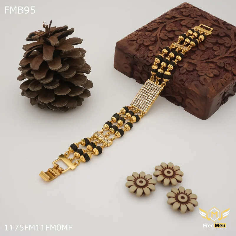 Freemen Three line with ad rudraksh Bracelet for Men - FMB95