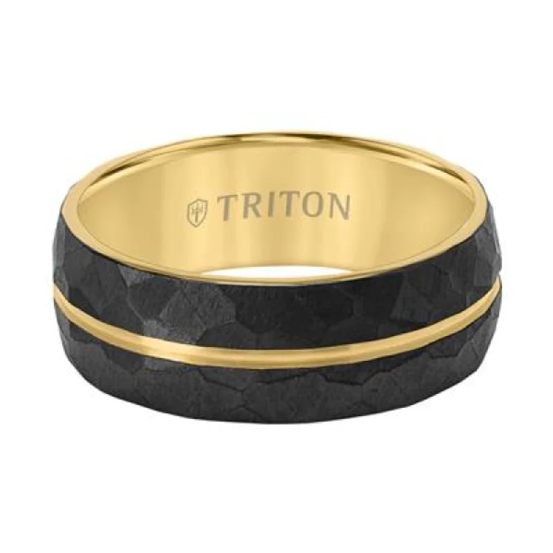 Men's 8mm Titanium & Gold Wedding Band