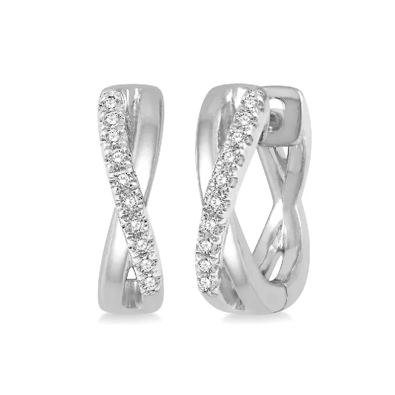 Diamond Huggie Hoop Earrings in 10kt White Gold (1/10ct tw)