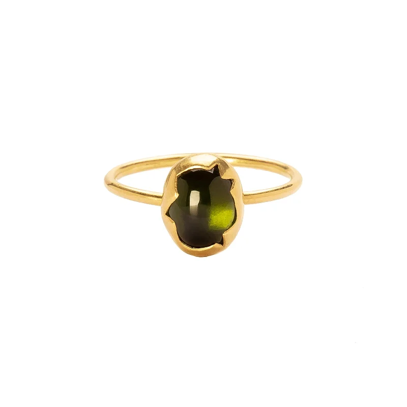 Egg Stacker Ring - Green Tourmaline