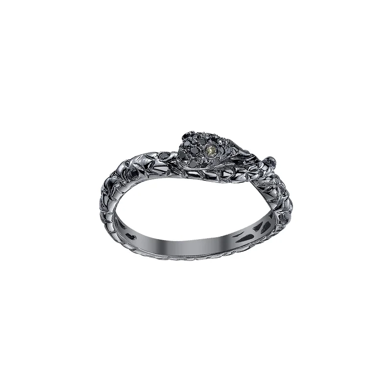 Snake Black Diamond Band - Black Gold