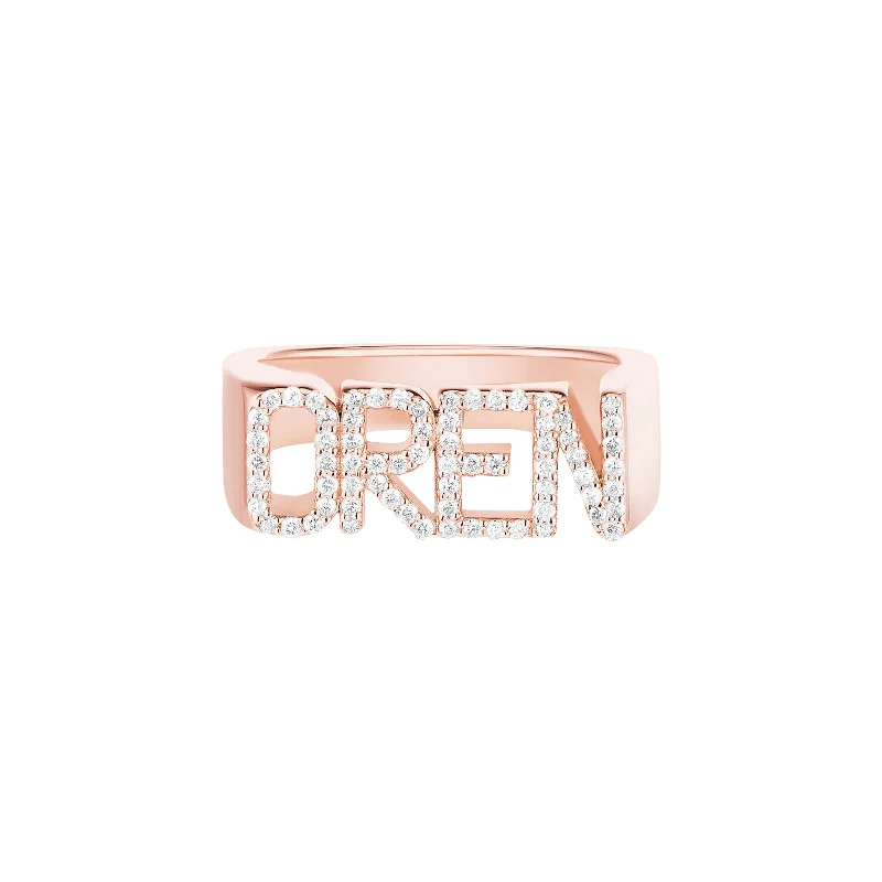 Custom Diamond Signet Ring - Rose Gold