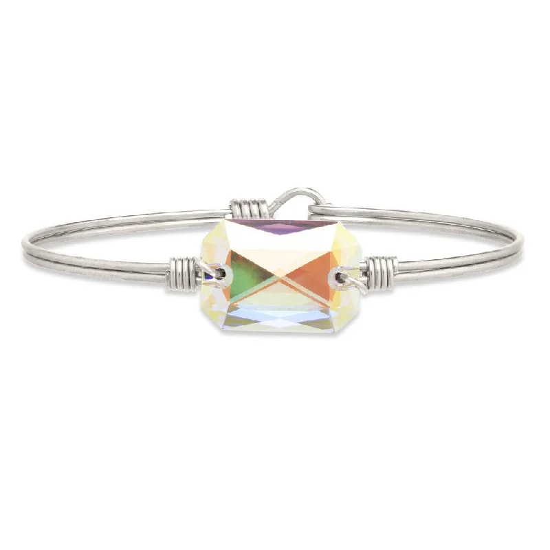 Dylan Crystal AB Aurora Borealis Silver Bangle Bracelet