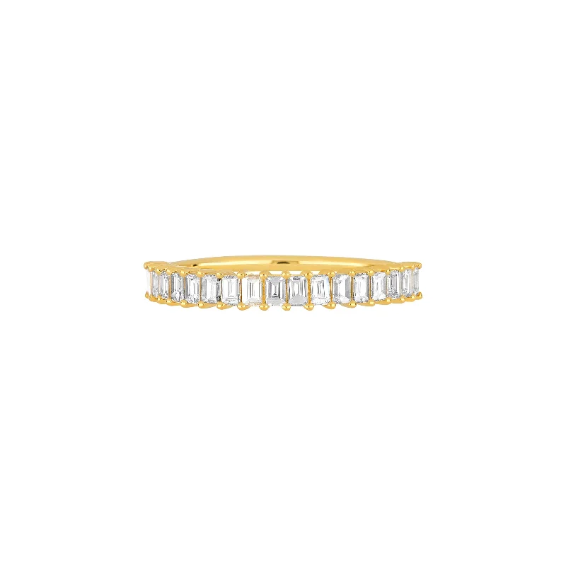 Prong Set Baguette Diamond Ring - Yellow Gold