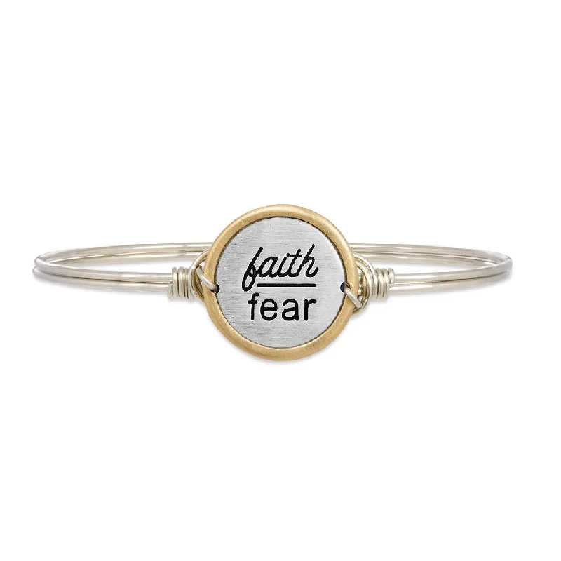 Faith Over Fear Silver Bangle Bracelet