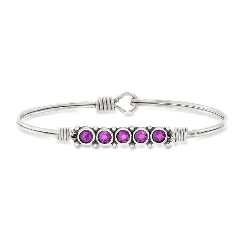 February Birthstone Silver Bangle Bracelet