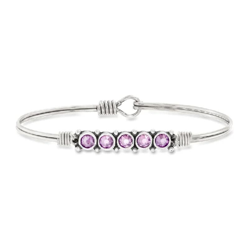 June Birthstone Silver Bangle Bracelet