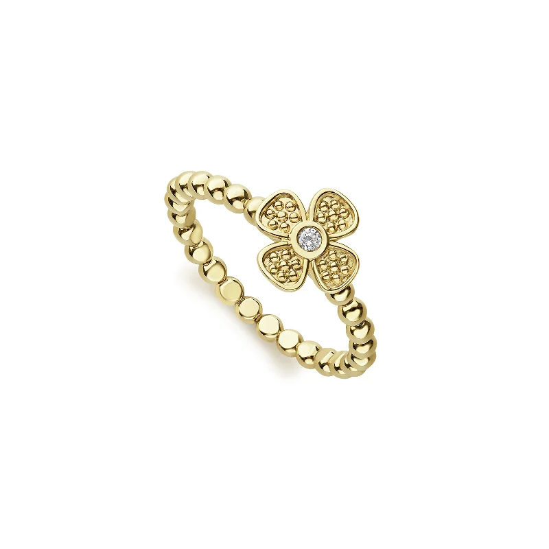 LAGOS Caviar Gold 18K Gold Caviar Flower Diamond Ring