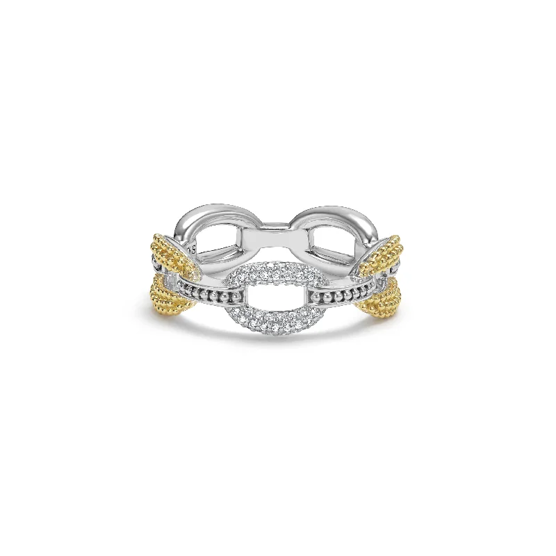 LAGOS Caviar Lux Small Two-Tone Eternity Diamond Ring