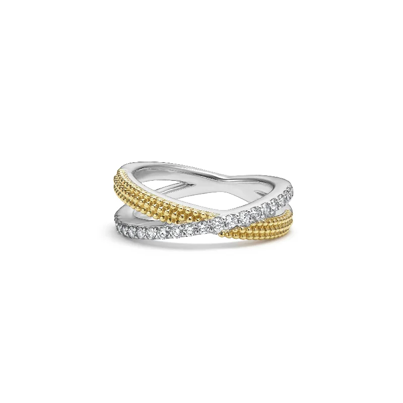 LAGOS Caviar Lux Two-Tone X Diamond Ring