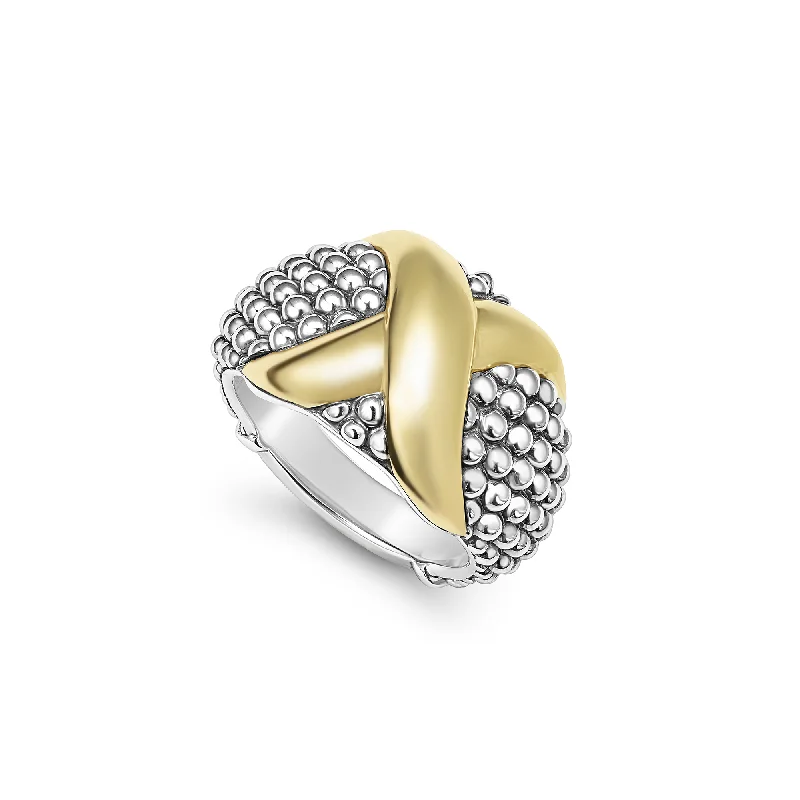 LAGOS Embrace Two-Tone X Caviar Dome Ring