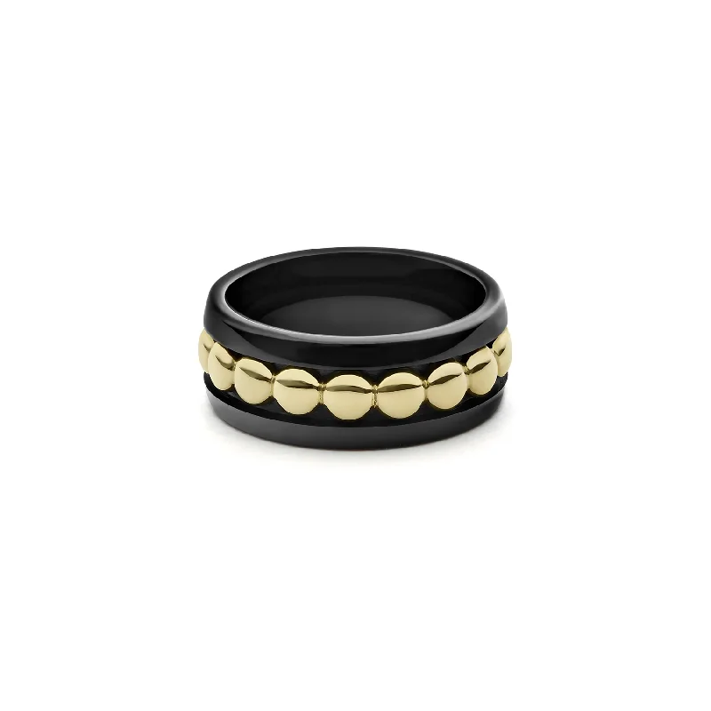 LAGOS Meridian 18K Gold and Black Ceramic Ring