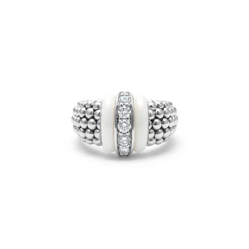 LAGOS White Caviar Ceramic Caviar Diamond Ring