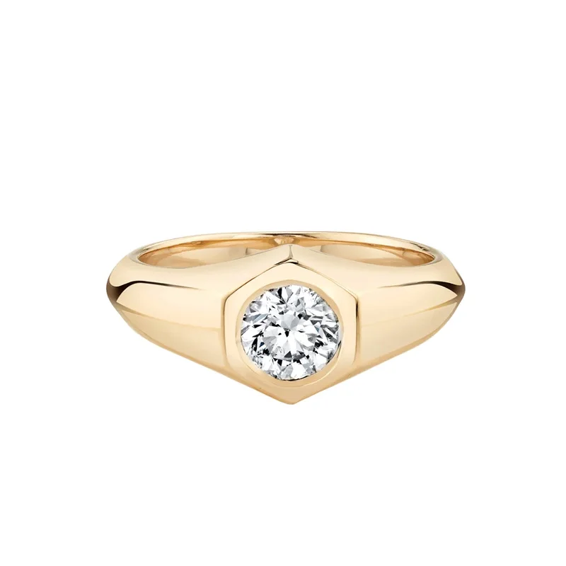 Birthstone Signet Ring - April Diamond