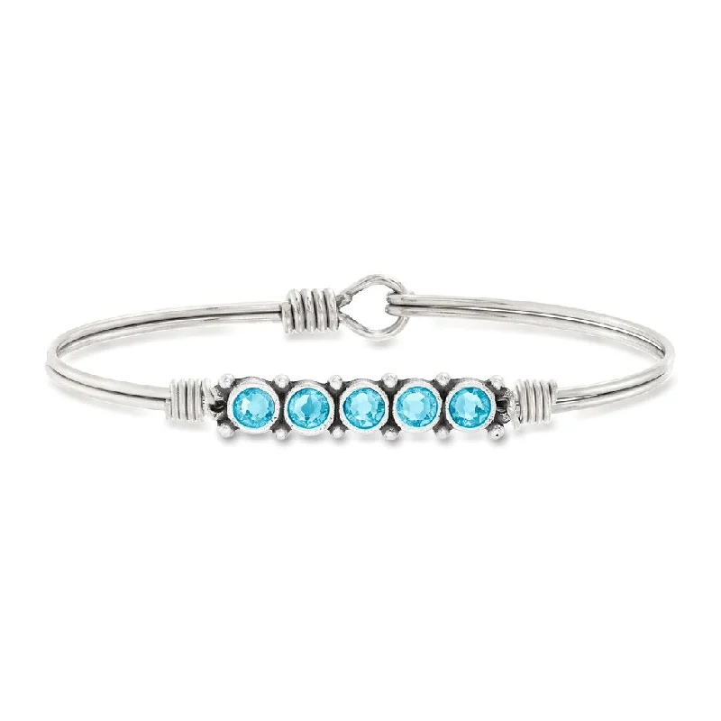 March Birthstone Silver Bangle Bracelet