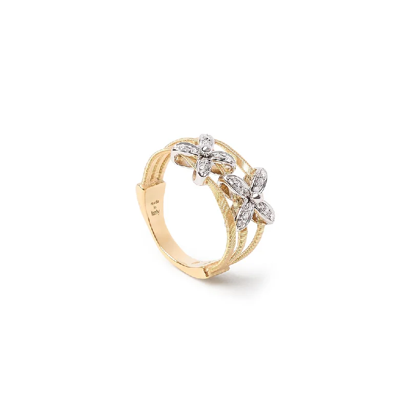 Marco Bicego Marrakech Mixed Metals Diamond Flower Ring