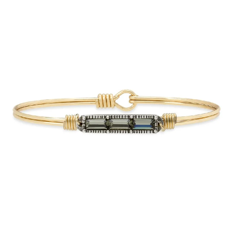 Mini Hudson Black Diamond Brass Bangle Bracelet