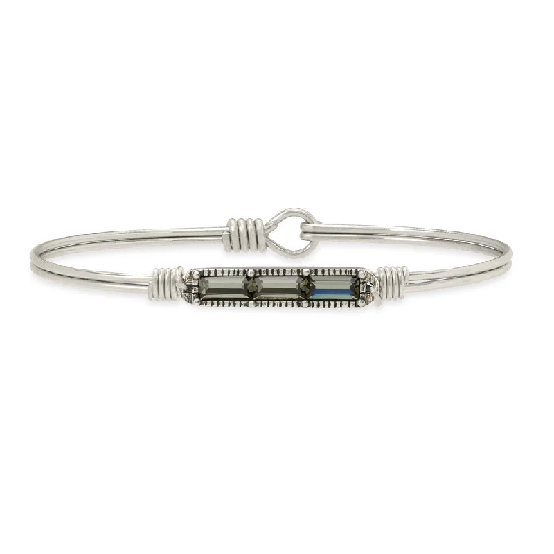 Mini Hudson Black Diamond Silver Bangle Bracelet