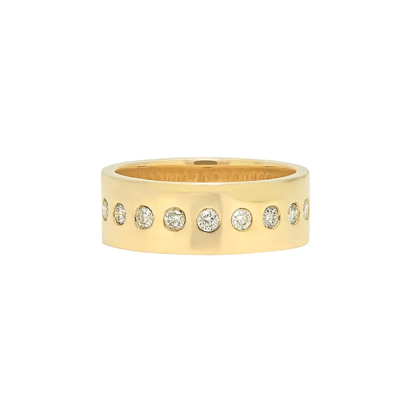 Cigar Band with Center Row Diamonds - Small