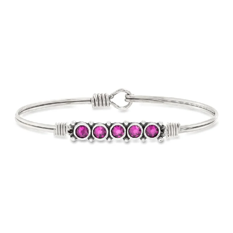 October Birthstone Silver Bangle Bracelet