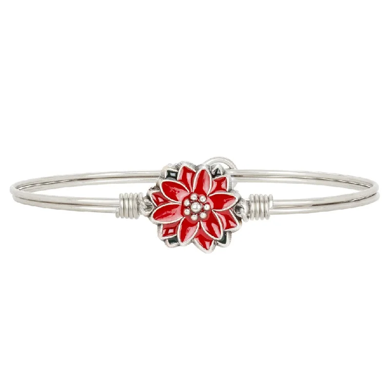 Poinsettia Silver Bangle Bracelet