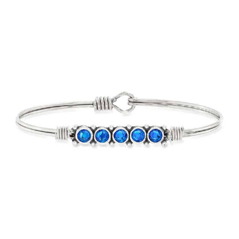 September Birthstone Silver Bangle Bracelet