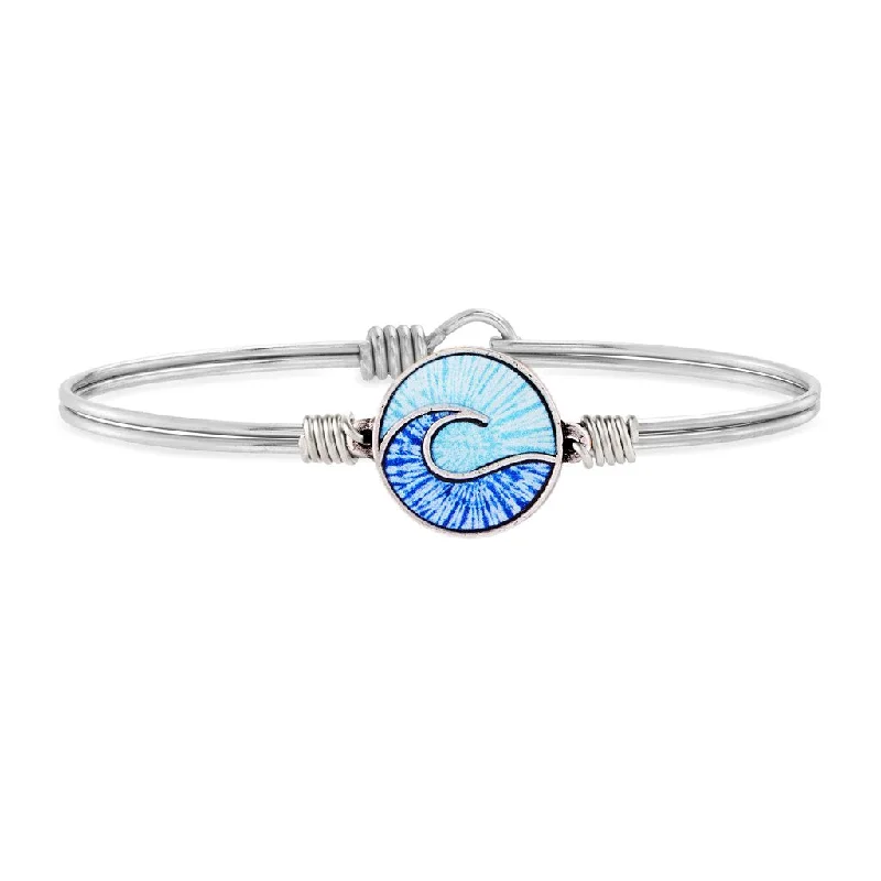 Wave Tie-Dye Silver Bangle Bracelet