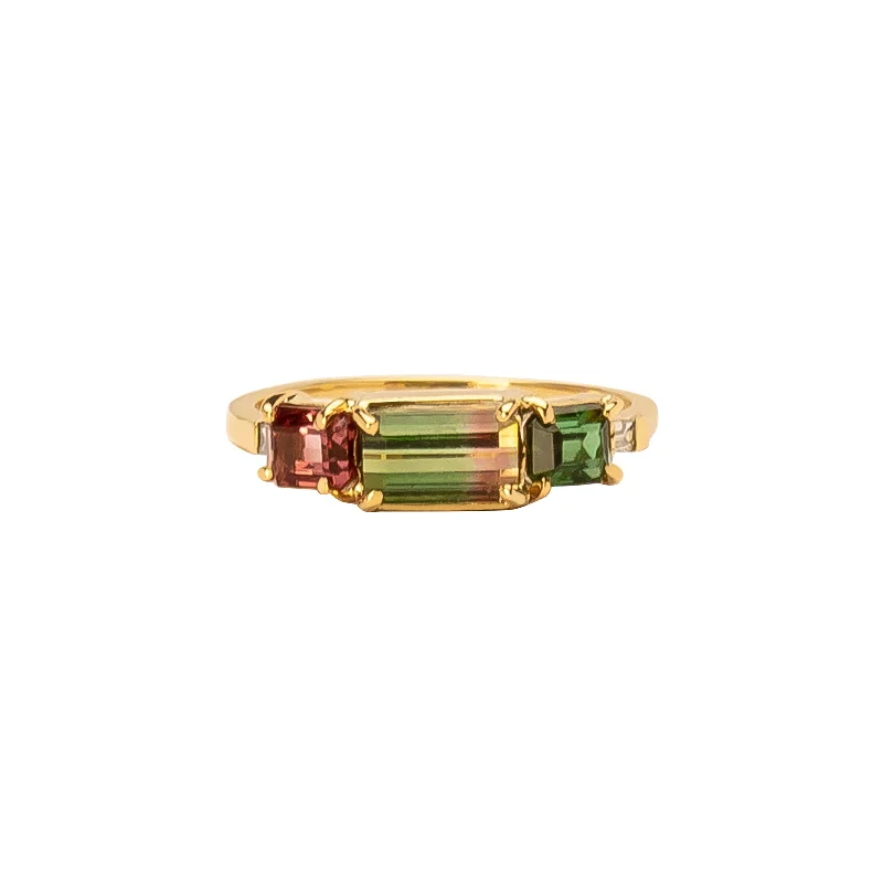 Galaxy Ring - Watermelon Tourmaline & Diamond