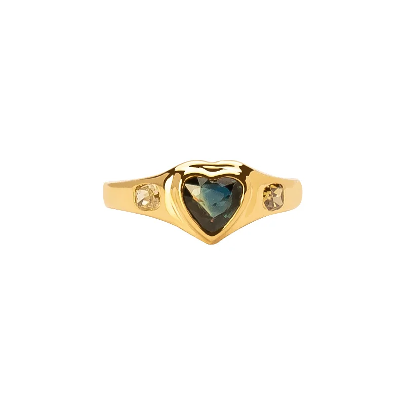 Neptune Heart Ring - Sapphire & Diamond