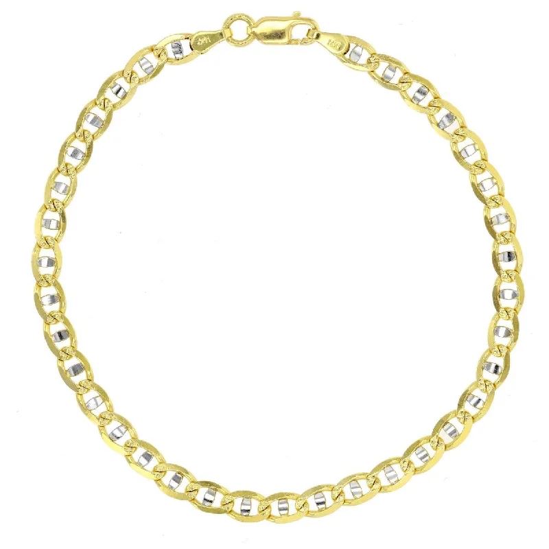 14KT White and Yellow Gold 8-inch 4.2MM Anchor Link Bracelet