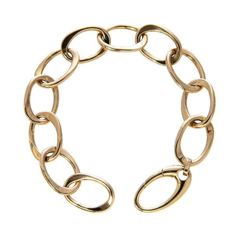 18K Yellow Gold Italian Large Oval Link Bracelet