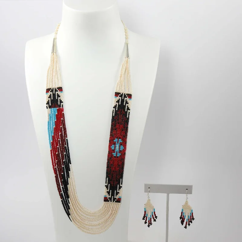 Beaded Necklace and Earring Set