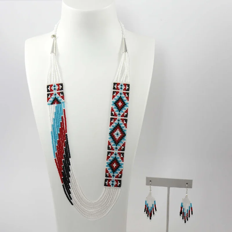 Beaded Necklace and Earring Set