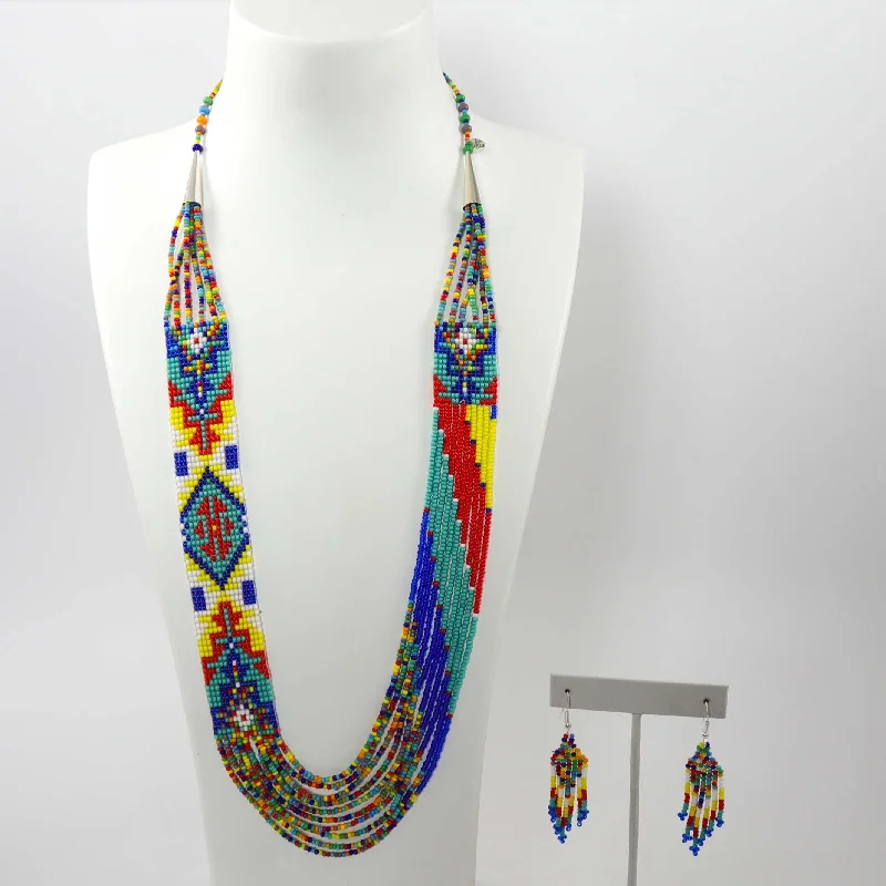 Beaded Necklace and Earring Set