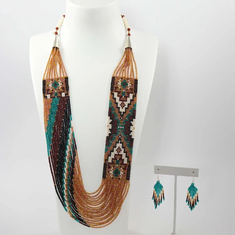 Beaded Necklace and Earring Set