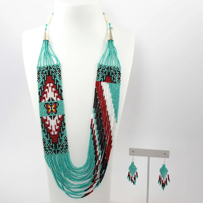 Beaded Necklace and Earring Set