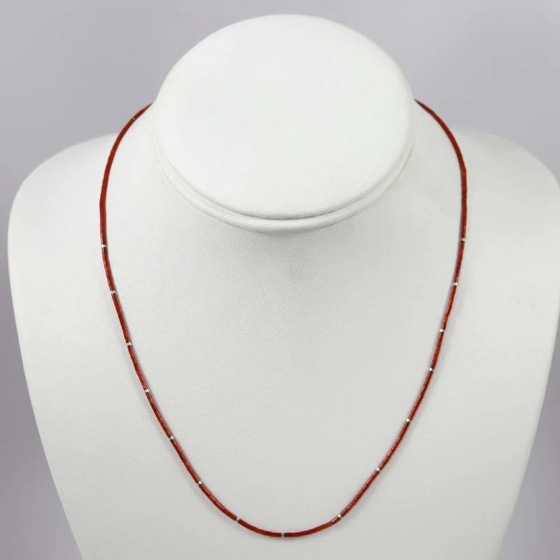 Coral Heishi Necklace