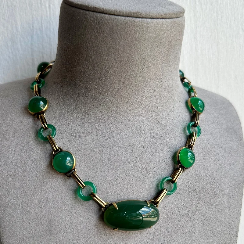 Green Chrysoprase Necklace Circa 1800's