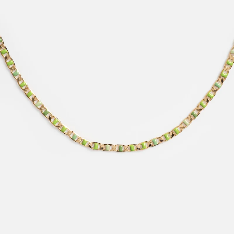 Green Enamel Chain Necklace