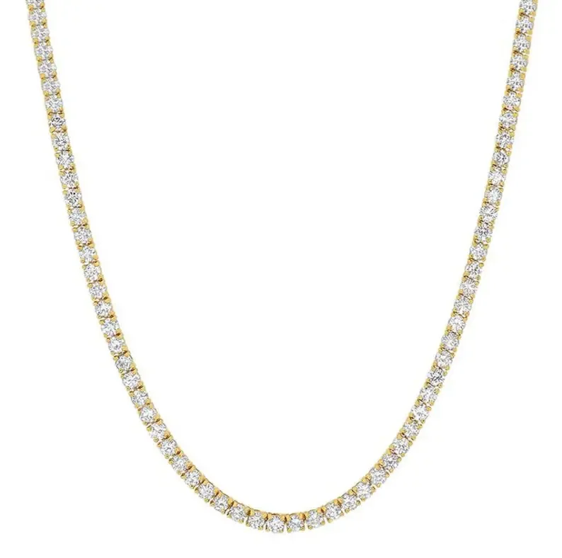 Lab Grown 15.00 Cttw. Yellow Gold Diamond Tennis Necklace