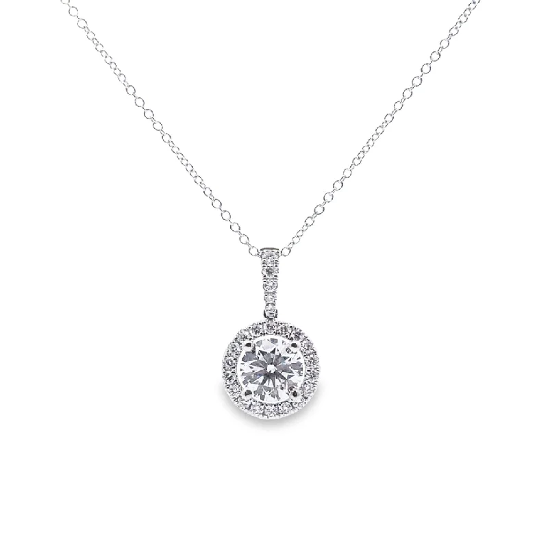 Lab Grown White Gold Diamond Halo Pendant