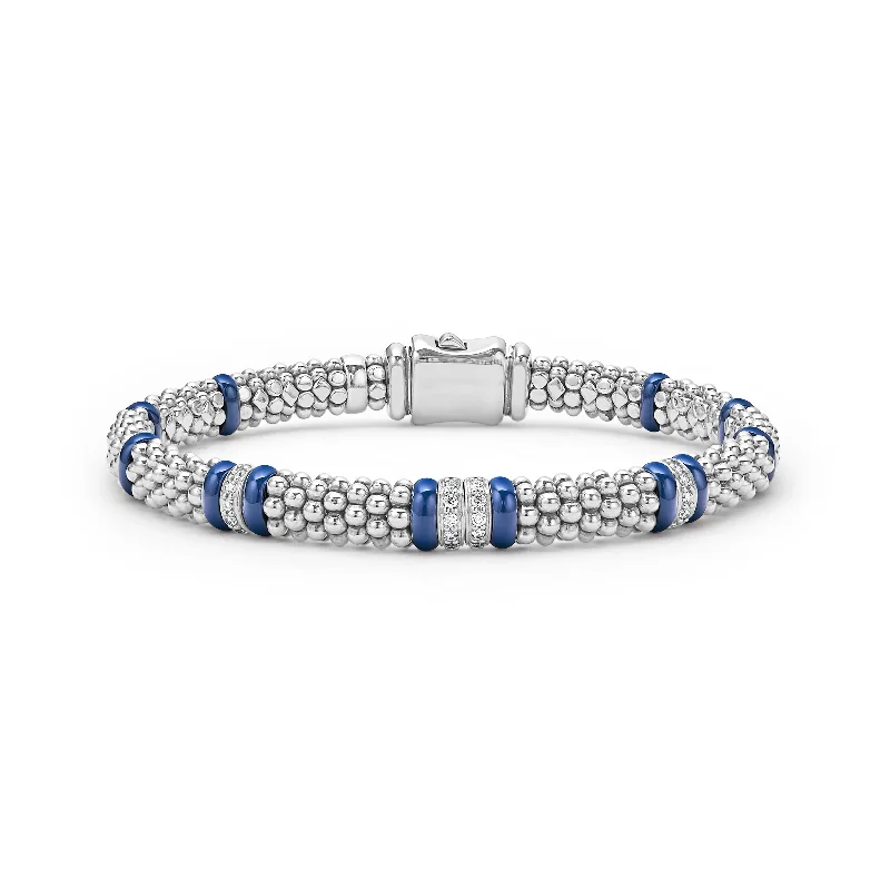 LAGOS Blue Caviar Four Station Diamond Caviar Bracelet, 6mm