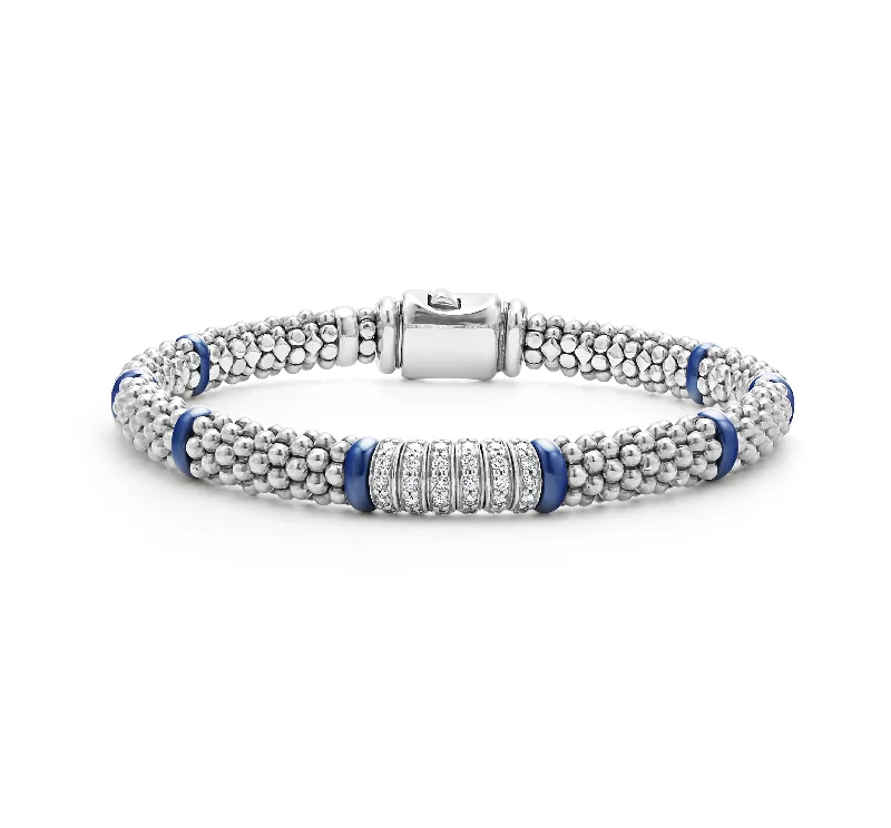 LAGOS Blue Caviar Six Station Diamond Caviar Bracelet, 6mm